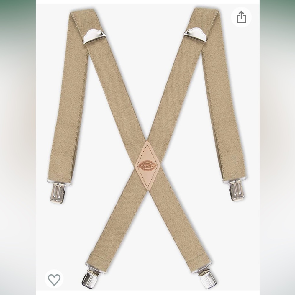 NEW Dickies Men's 1 1/2 inch Solid Straight Clip Adjustable X Back Suspender